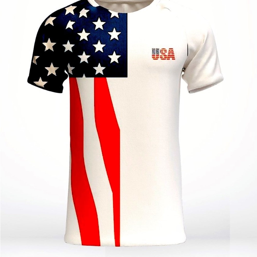 USA Men”s T-Shirt, 100% Polyester fabric, All day comfortable.